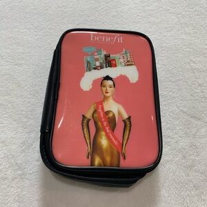Benefit San Francisco Makeup bag cosmetics Bag‎ pink black zip closure